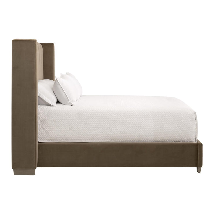 Essentials For Living Chandler Cal King Bed ~ Caramel Velvet, Natural Gray Oak