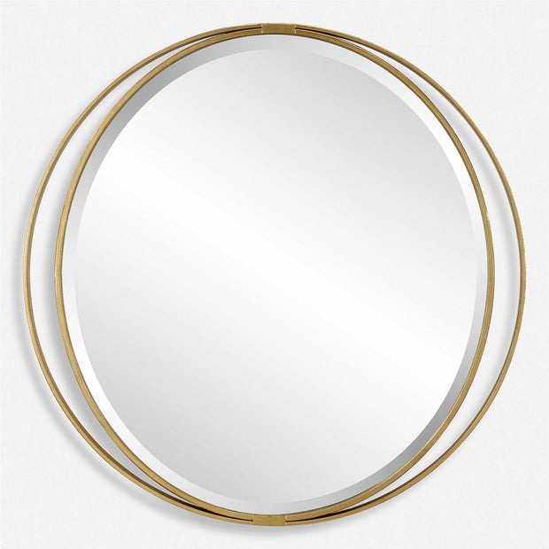 Uttermost Rhodes Antiqued Metallic Gold Leaf Round Mirror