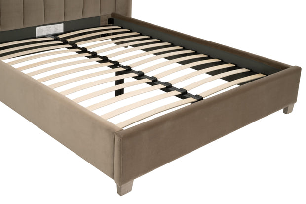 Essentials For Living Chandler Queen Bed ~ Caramel Velvet, Natural Gray Oak