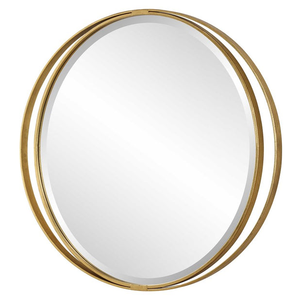 Uttermost Rhodes Antiqued Metallic Gold Leaf Round Mirror
