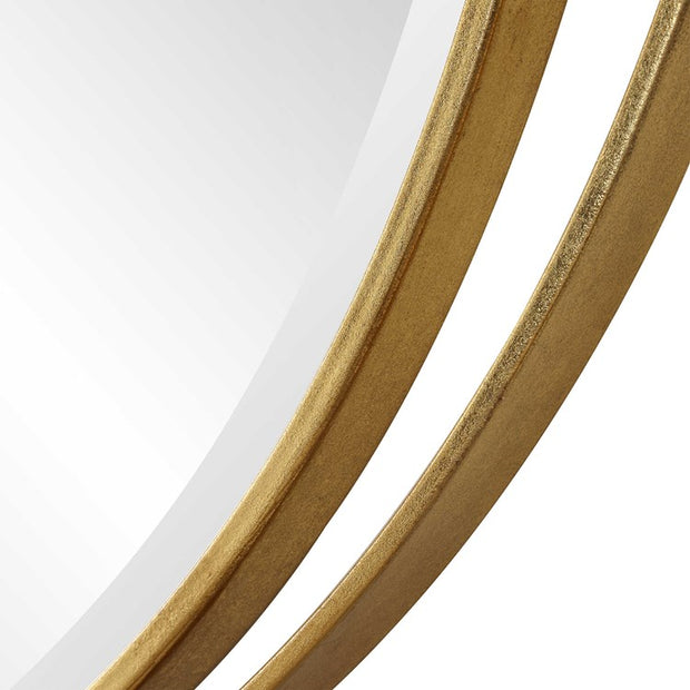 Uttermost Rhodes Antiqued Metallic Gold Leaf Round Mirror