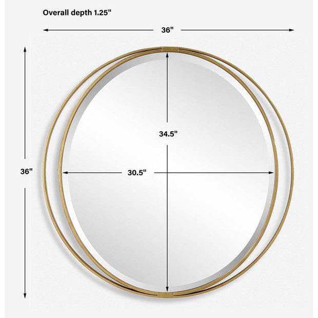 Uttermost Rhodes Antiqued Metallic Gold Leaf Round Mirror