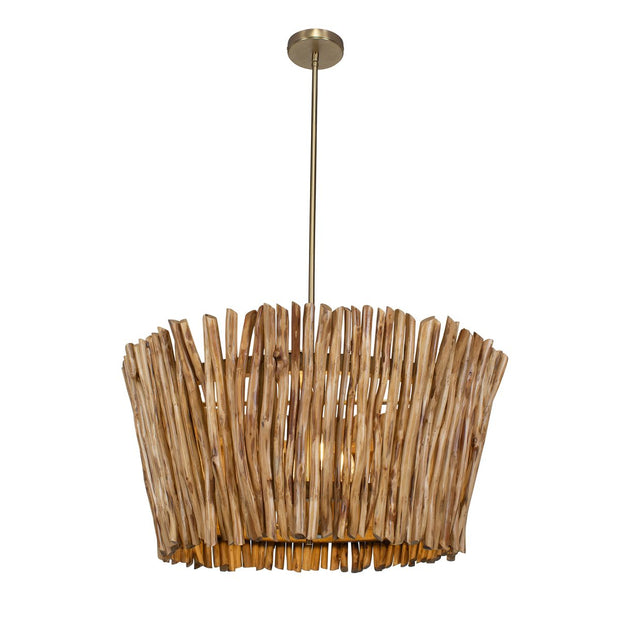 Uttermost Rhea Chandelier Trimmed Wooden Branches Shade