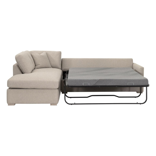 Essentials For Living Clara 112” Slim Arm Sleeper Queen LF Sectional ~ LiveSmart Gellar Jute, Natural Gray Oak