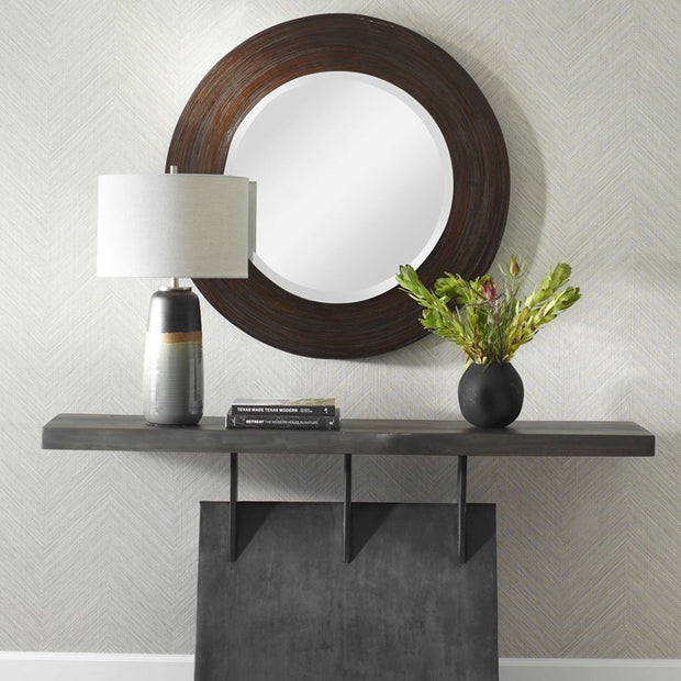 Uttermost Dutton Dark Stained Bamboo Round Mirror
