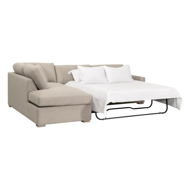 Essentials For Living Clara 112” Slim Arm Sleeper Queen LF Sectional ~ LiveSmart Gellar Jute, Natural Gray Oak