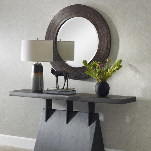 Uttermost Dutton Dark Stained Bamboo Round Mirror