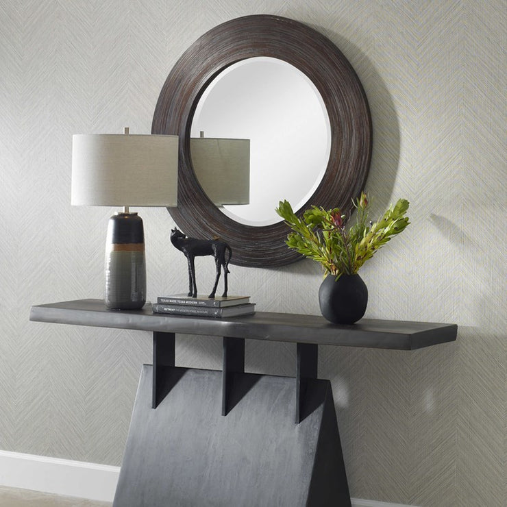 Uttermost Dutton Dark Stained Bamboo Round Mirror