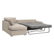 Essentials For Living Clara 112” Slim Arm Sleeper Queen LF Sectional ~ LiveSmart Gellar Jute, Natural Gray Oak