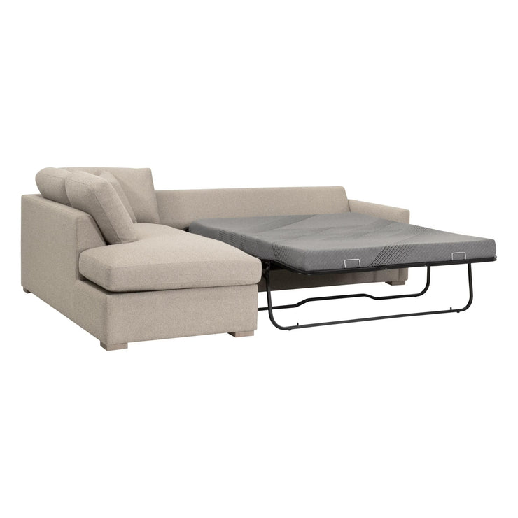 Essentials For Living Clara 112” Slim Arm Sleeper Queen LF Sectional ~ LiveSmart Gellar Jute, Natural Gray Oak