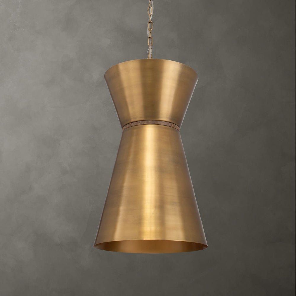 Uttermost Crocker Antique Brass Offset Cone Pendant – casabelladecor.net