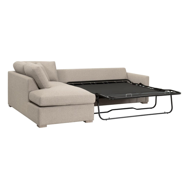 Essentials For Living Clara 112” Slim Arm Sleeper Queen LF Sectional ~ LiveSmart Gellar Jute, Natural Gray Oak