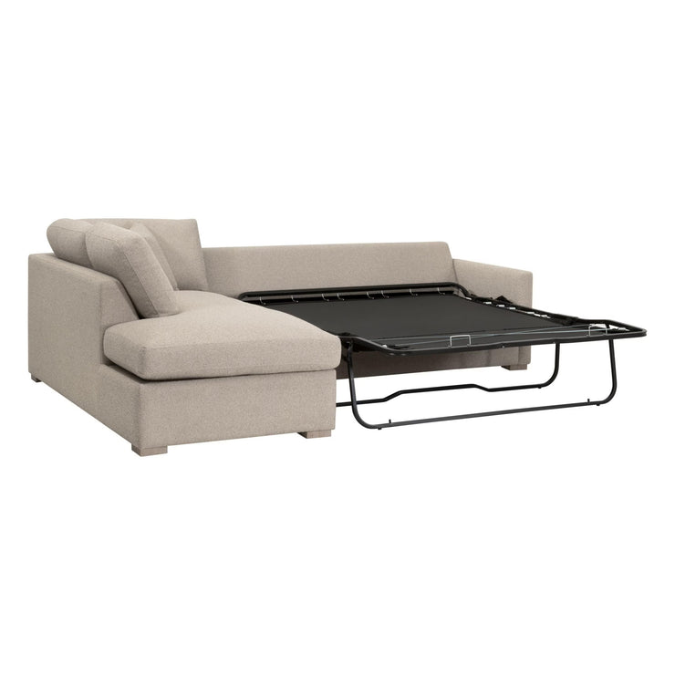 Essentials For Living Clara 112” Slim Arm Sleeper Queen LF Sectional ~ LiveSmart Gellar Jute, Natural Gray Oak