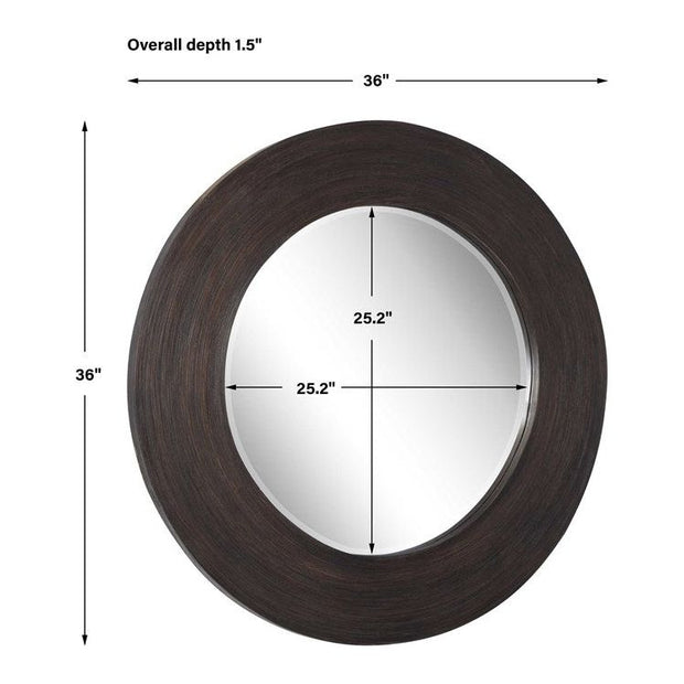 Uttermost Dutton Dark Stained Bamboo Round Mirror