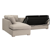 Essentials For Living Clara 112” Slim Arm Sleeper Queen LF Sectional ~ LiveSmart Gellar Jute, Natural Gray Oak