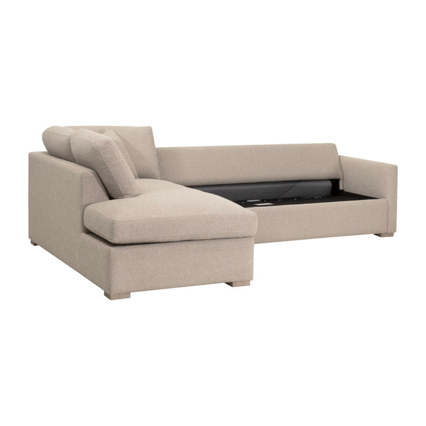 Essentials For Living Clara 112” Slim Arm Sleeper Queen LF Sectional ~ LiveSmart Gellar Jute, Natural Gray Oak