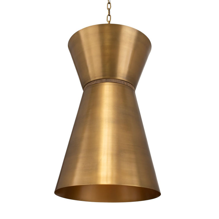 Uttermost Crocker Antique Brass Offset Cone Pendant