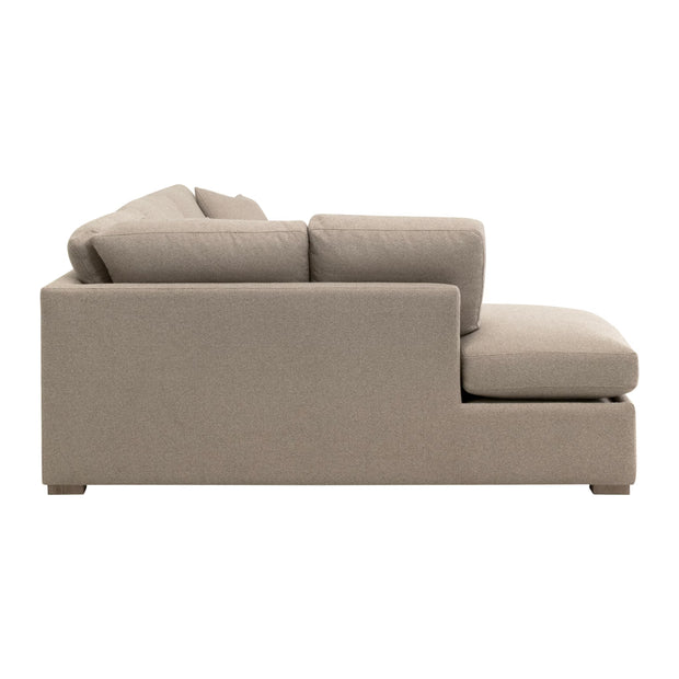 Essentials For Living Clara 112” Slim Arm Sleeper Queen LF Sectional ~ LiveSmart Gellar Jute, Natural Gray Oak