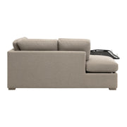 Essentials For Living Clara 112” Slim Arm Sleeper Queen LF Sectional ~ LiveSmart Gellar Jute, Natural Gray Oak