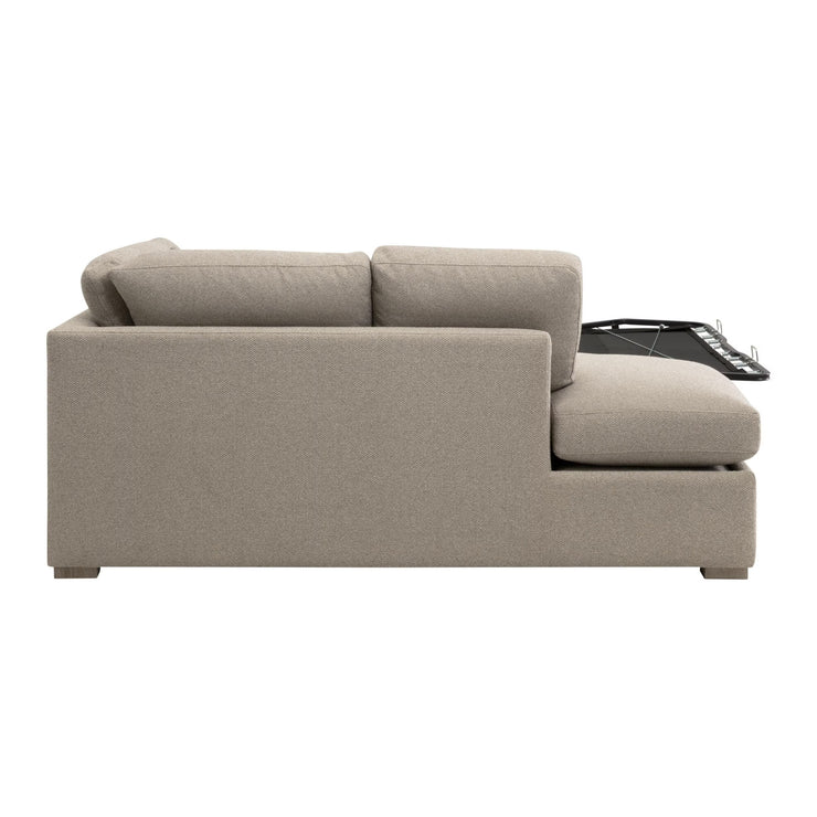Essentials For Living Clara 112” Slim Arm Sleeper Queen LF Sectional ~ LiveSmart Gellar Jute, Natural Gray Oak