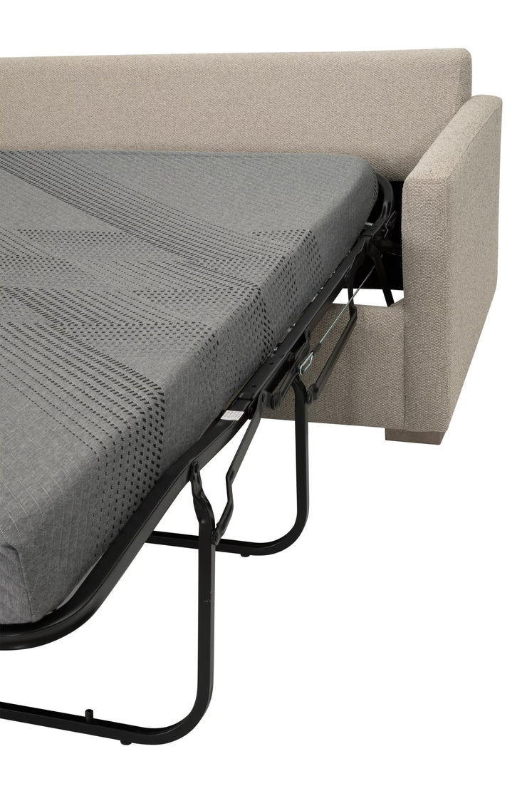 Essentials For Living Clara 112” Slim Arm Sleeper Queen LF Sectional ~ LiveSmart Gellar Jute, Natural Gray Oak