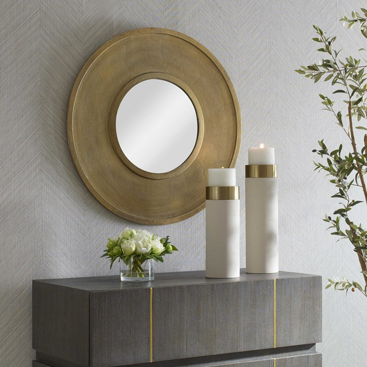 Uttermost Axel Antiqued Brass Round Mirror