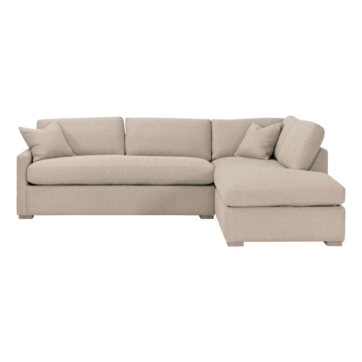Essentials For Living Clara 112” Slim Arm Sleeper Queen RF Sectional ~ LiveSmart Gellar Jute, Natural Gray Oak