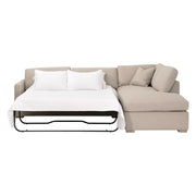 Essentials For Living Clara 112” Slim Arm Sleeper Queen RF Sectional ~ LiveSmart Gellar Jute, Natural Gray Oak