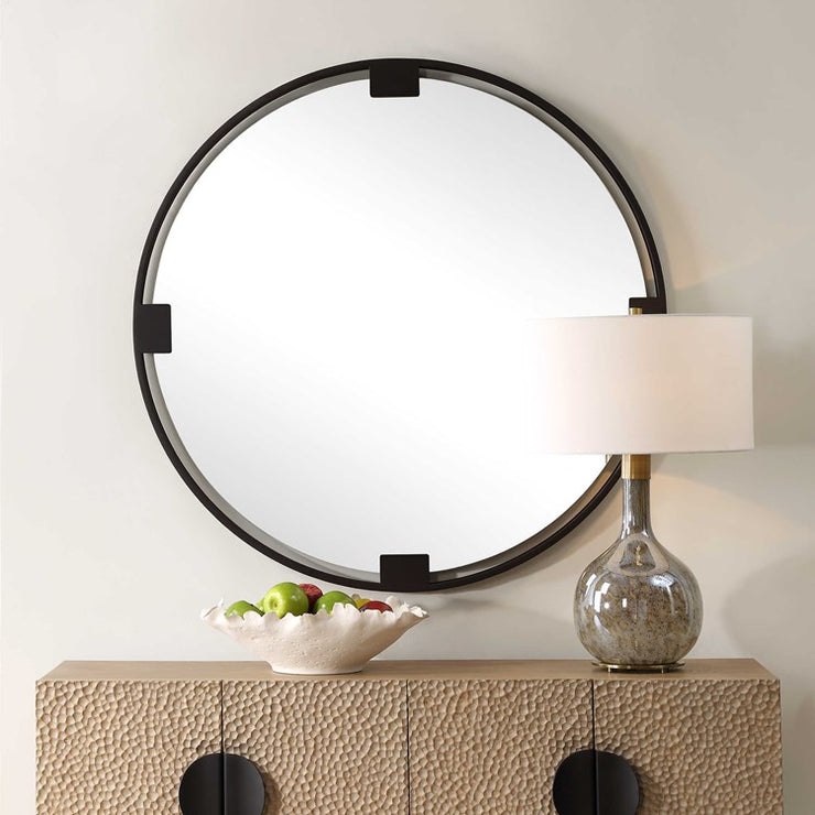 Uttermost Cornelia Dark Bronze Iron Round Mirror