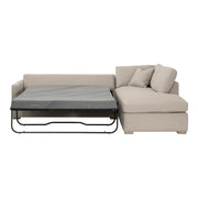 Essentials For Living Clara 112” Slim Arm Sleeper Queen RF Sectional ~ LiveSmart Gellar Jute, Natural Gray Oak