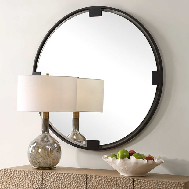 Uttermost Cornelia Dark Bronze Iron Round Mirror