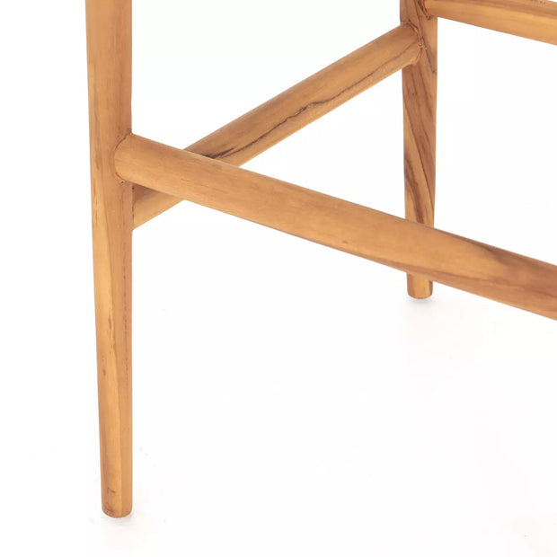 Four Hands Muestra Wishbone Bar Stool ~ All Weather Wicker Seat With  Natural Teak Finish