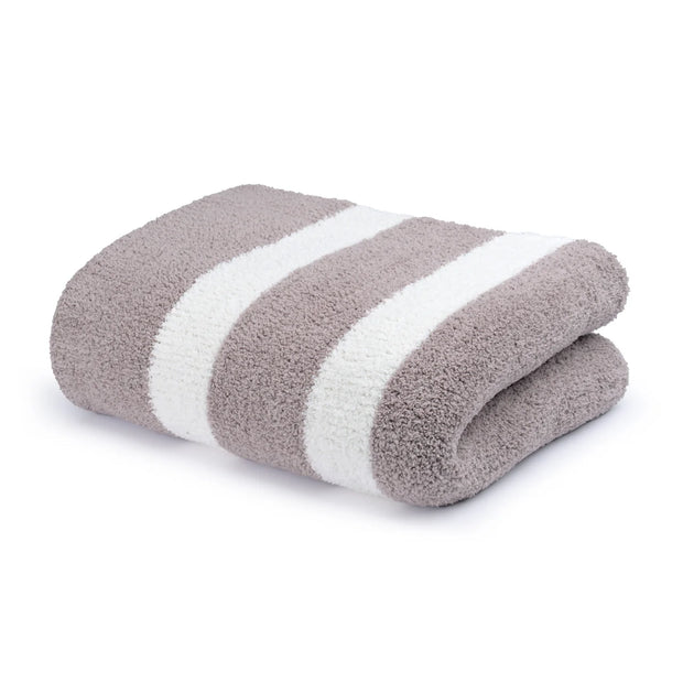 Kashwere Ultra Plush Mink & Creme 2 Stripe Throw Blanket