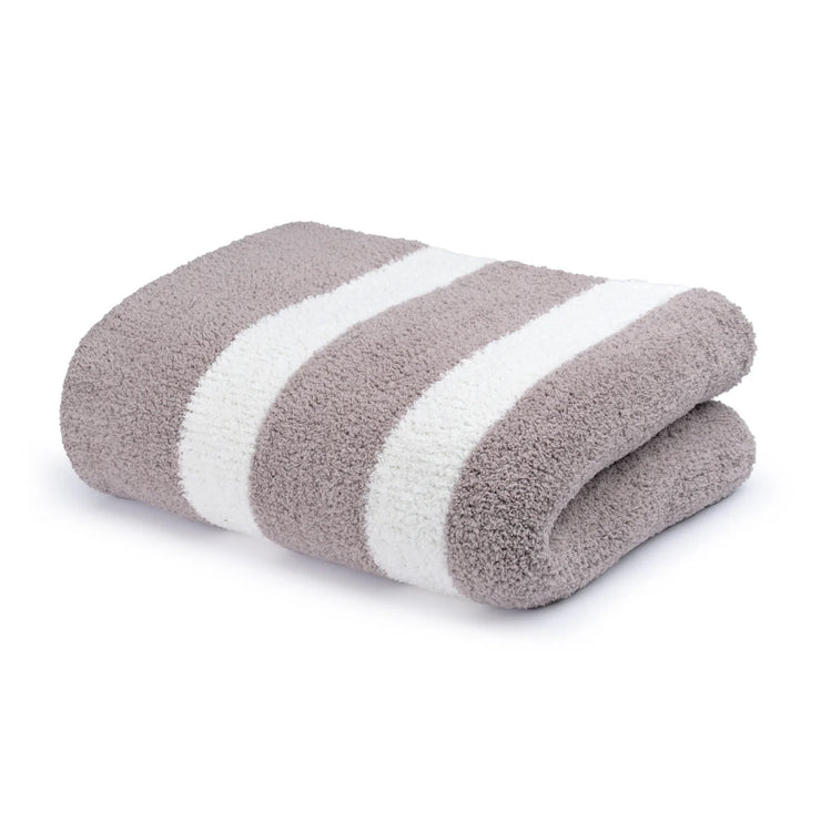 Kashwere Ultra Plush Mink & Creme 2 Stripe Throw Blanket