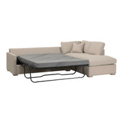 Essentials For Living Clara 112” Slim Arm Sleeper Queen RF Sectional ~ LiveSmart Gellar Jute, Natural Gray Oak