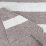 Kashwere Ultra Plush Mink & Creme 2 Stripe Throw Blanket