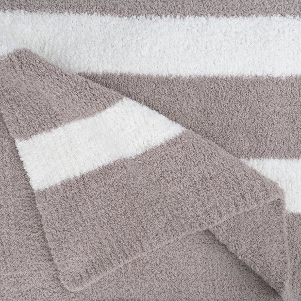 Kashwere Ultra Plush Mink & Creme 2 Stripe Throw Blanket