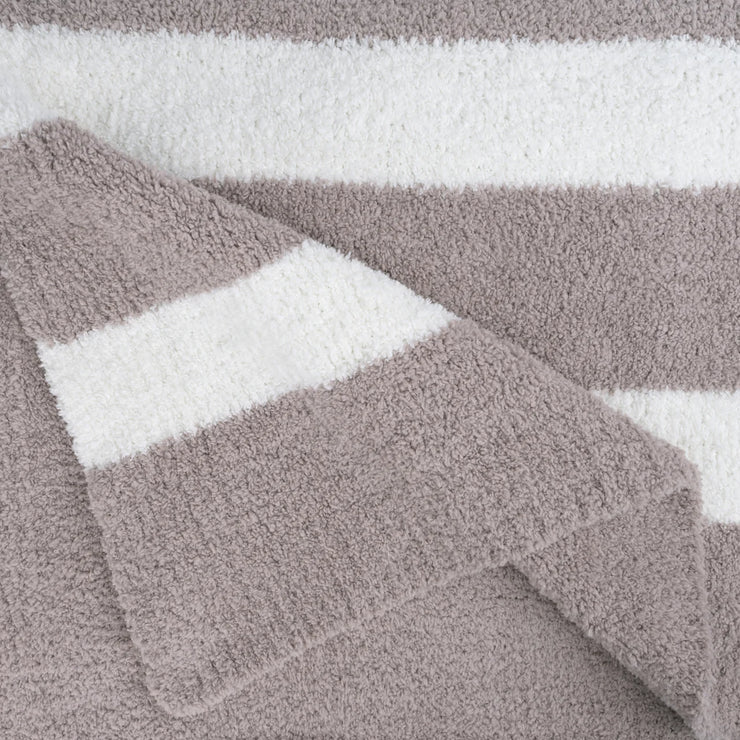 Kashwere Ultra Plush Mink & Creme 2 Stripe Throw Blanket