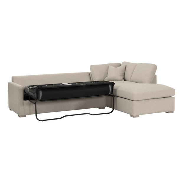 Essentials For Living Clara 112” Slim Arm Sleeper Queen RF Sectional ~ LiveSmart Gellar Jute, Natural Gray Oak