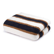 Kashwere Ultra Plush Haystack, Navy & Creme Heritage Striped Throw Blanket