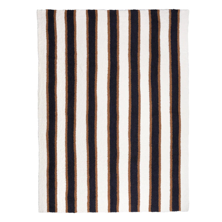 Kashwere Ultra Plush Haystack, Navy & Creme Heritage Striped Throw Blanket