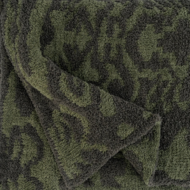 Kashwere Dark Olive and Pine Damask Cloud Throw Blanket