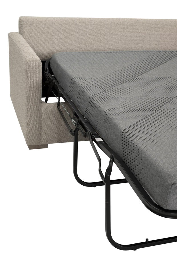 Essentials For Living Clara 112” Slim Arm Sleeper Queen RF Sectional ~ LiveSmart Gellar Jute, Natural Gray Oak