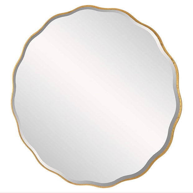Uttermost Anita Aged Gold Scalloped Wood Large Round Mirror