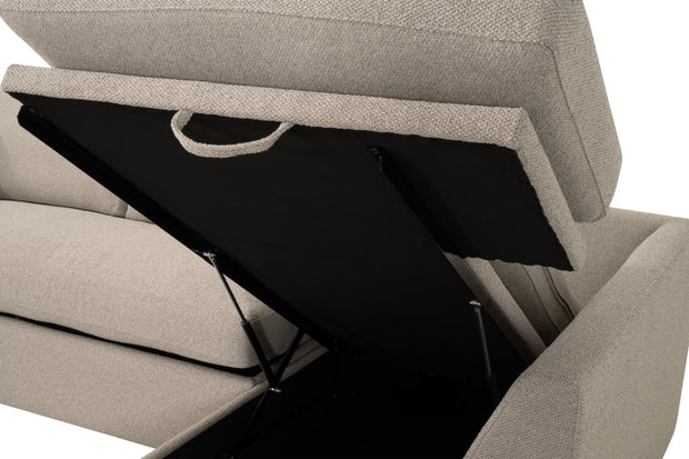 Essentials For Living Clara 112” Slim Arm Sleeper Queen RF Sectional ~ LiveSmart Gellar Jute, Natural Gray Oak