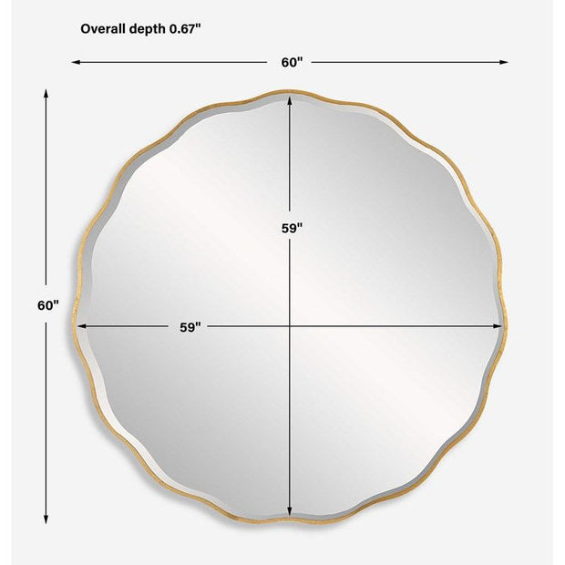 Uttermost Anita Aged Gold Scalloped Wood Large Round Mirror