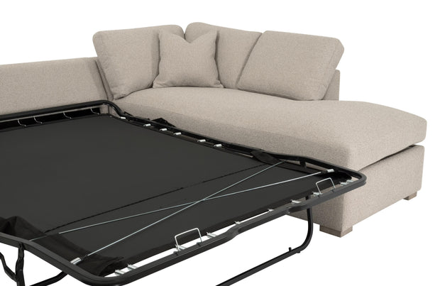 Essentials For Living Clara 112” Slim Arm Sleeper Queen RF Sectional ~ LiveSmart Gellar Jute, Natural Gray Oak