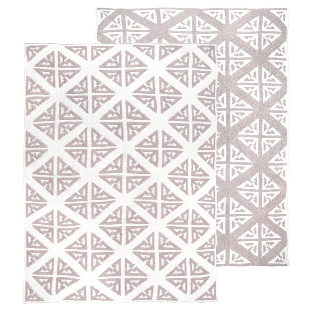 Kashwere Creme & Mink Tile Print Cloud Throw Blanket