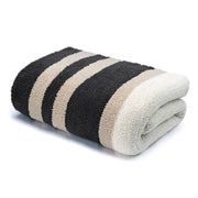 Kashwere Ultra Plush Multi Striped Midnight Grey, Wheat and Linen King Blanket