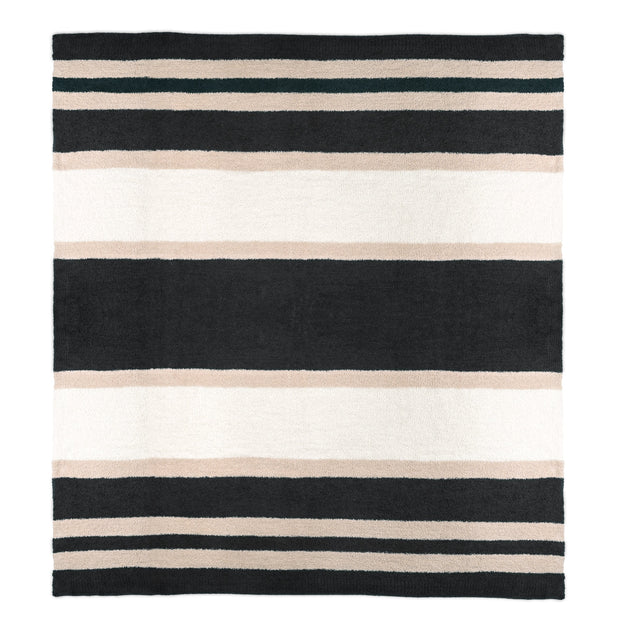 Kashwere Ultra Plush Multi Striped Midnight Grey, Wheat and Linen King Blanket